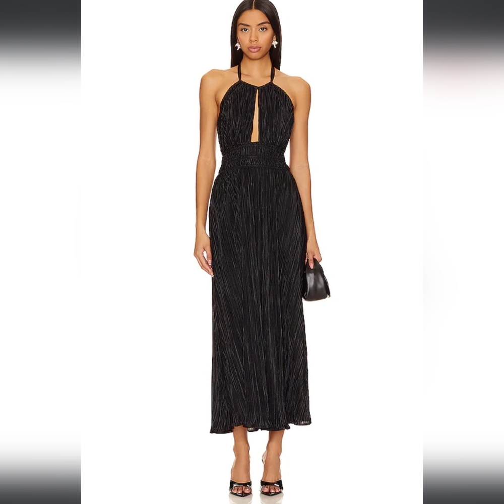 Elegant Black Halter Neck Dress